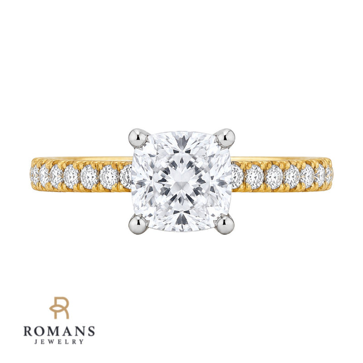 Pave Diamond Engagement Ring Setting 14K Yellow Gold .20CTW