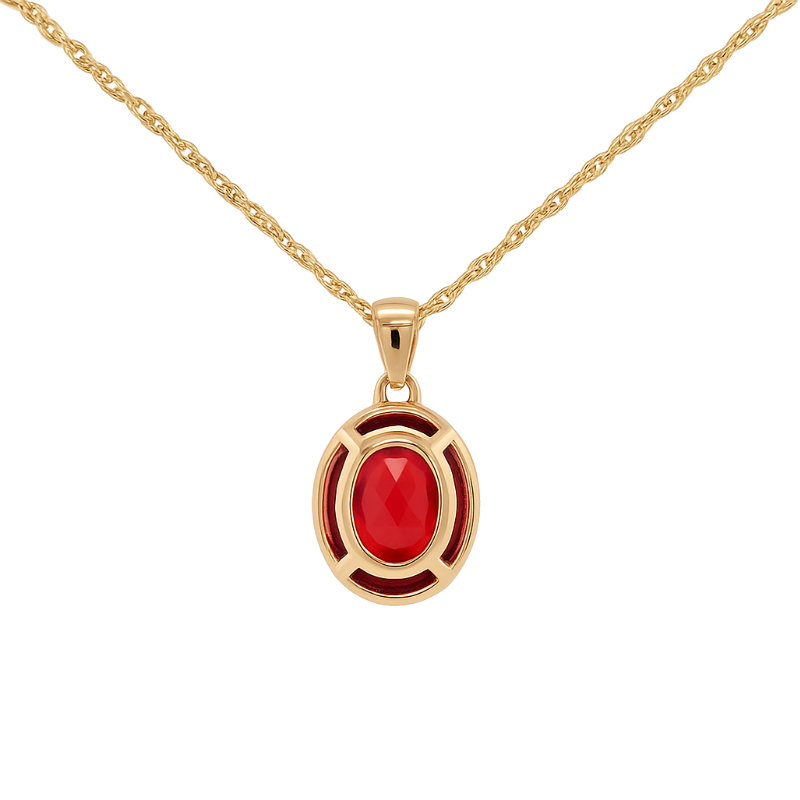 Radiant Garnet Diamond Halo Pendant 14K Yellow Gold 2.41CT