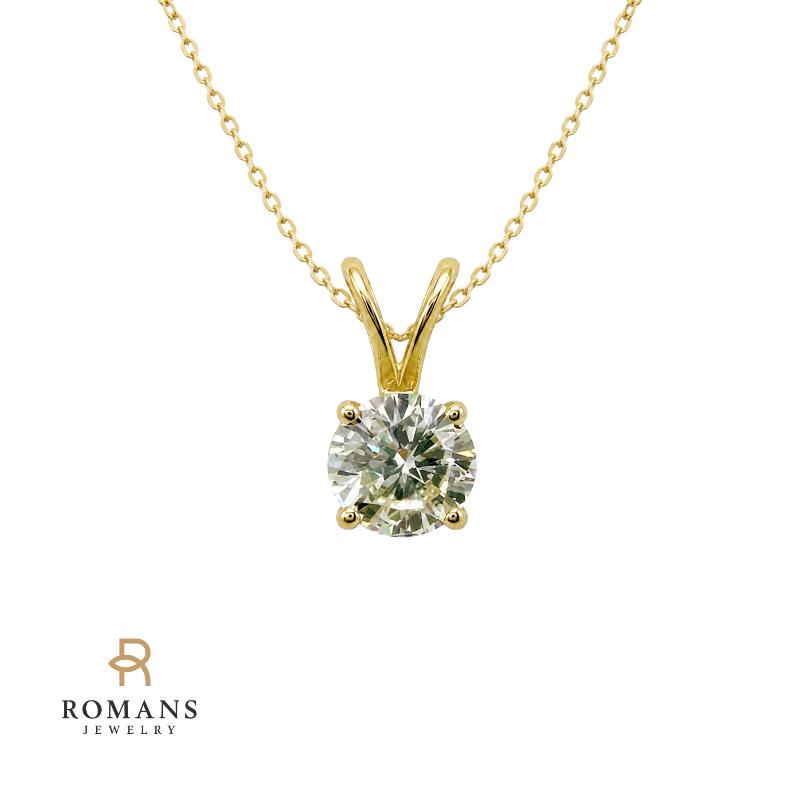 Diamond Solitaire Pendant 0.39CT 14K Yellow Gold