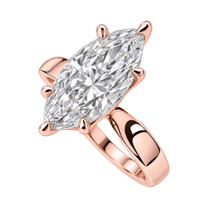 Marquise 1.50CT Lab Grown Solitaire Engagement Ring 14K Rose Gold