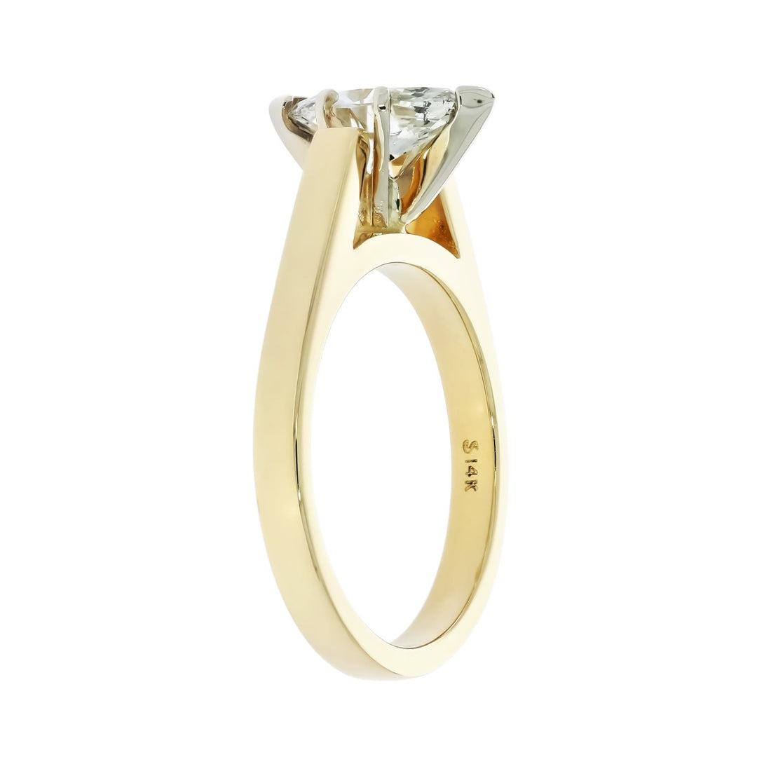 Marquise Diamond Solitaire 14K Two Tone .80 CT