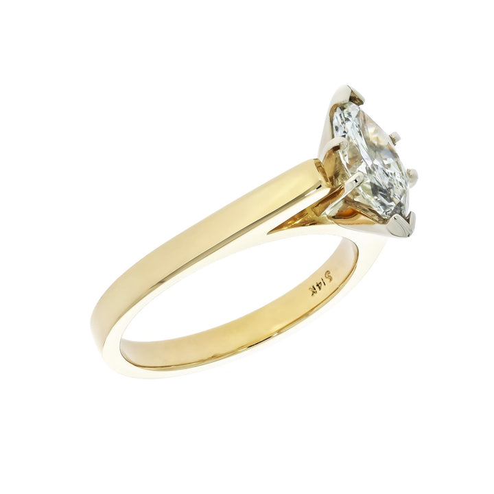 Marquise Diamond Solitaire 14K Two Tone .80 CT