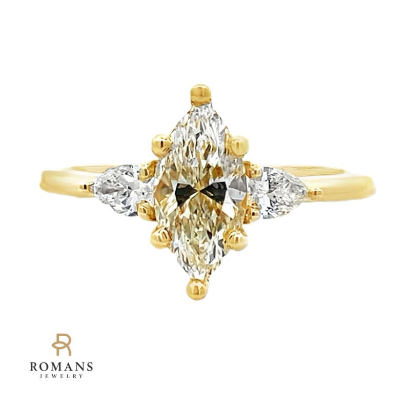 1.01ct Marquise Diamond Engagement Ring 14K Yellow Gold