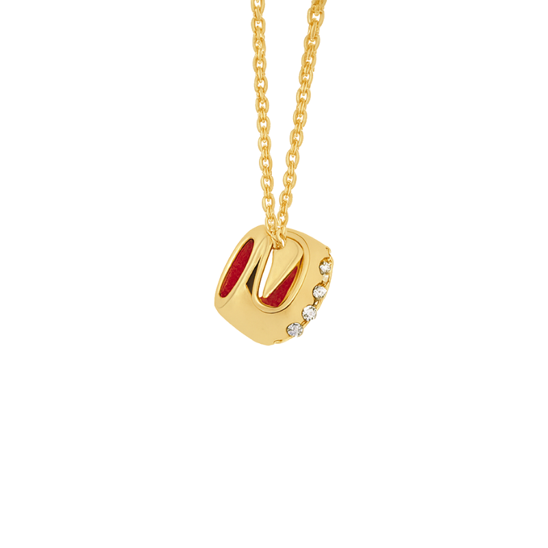 Radiant Ruby Diamond Halo Pendant 14K Yellow Gold .32CT