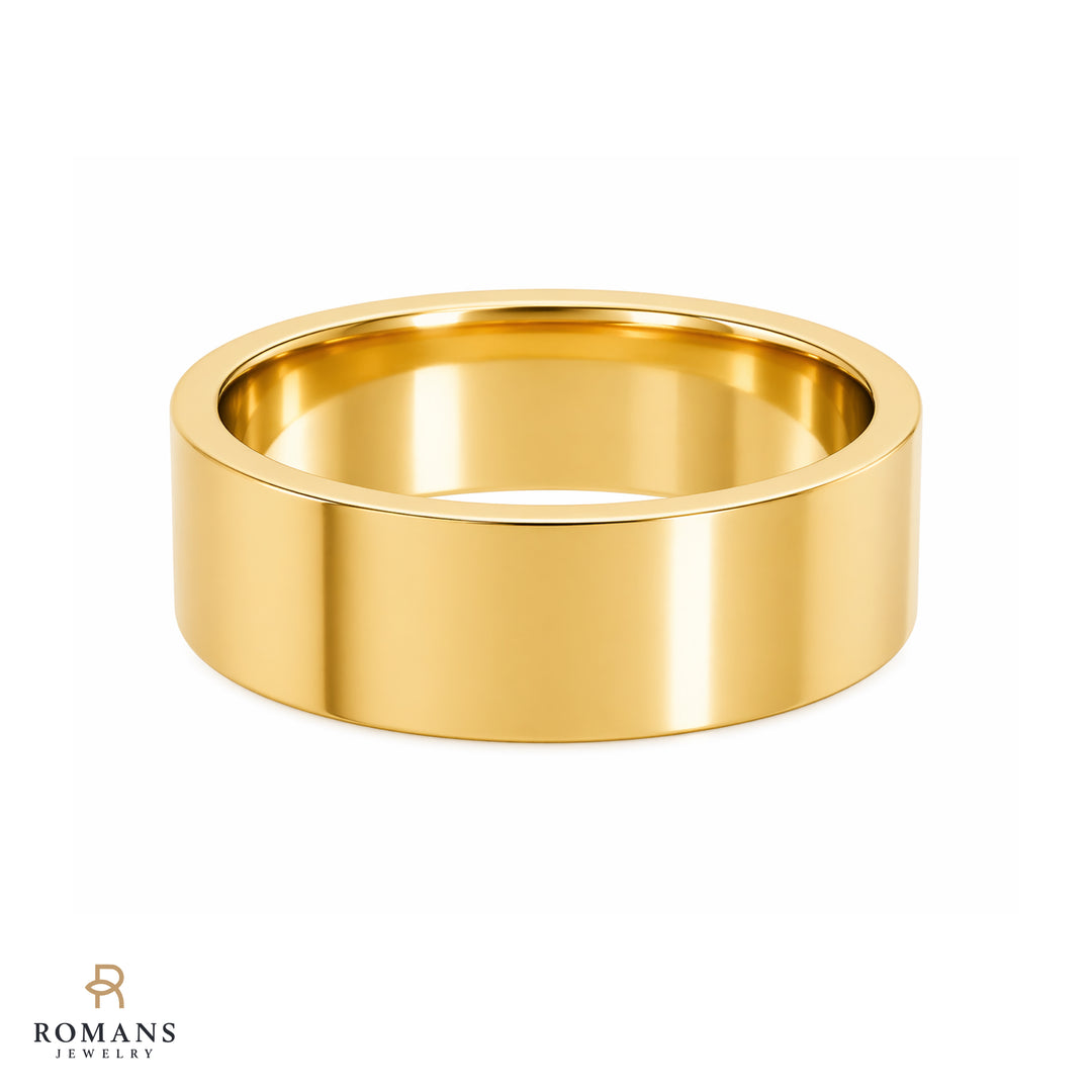 Comfort Fit Flat Band 14K Yellow Gold 6MM