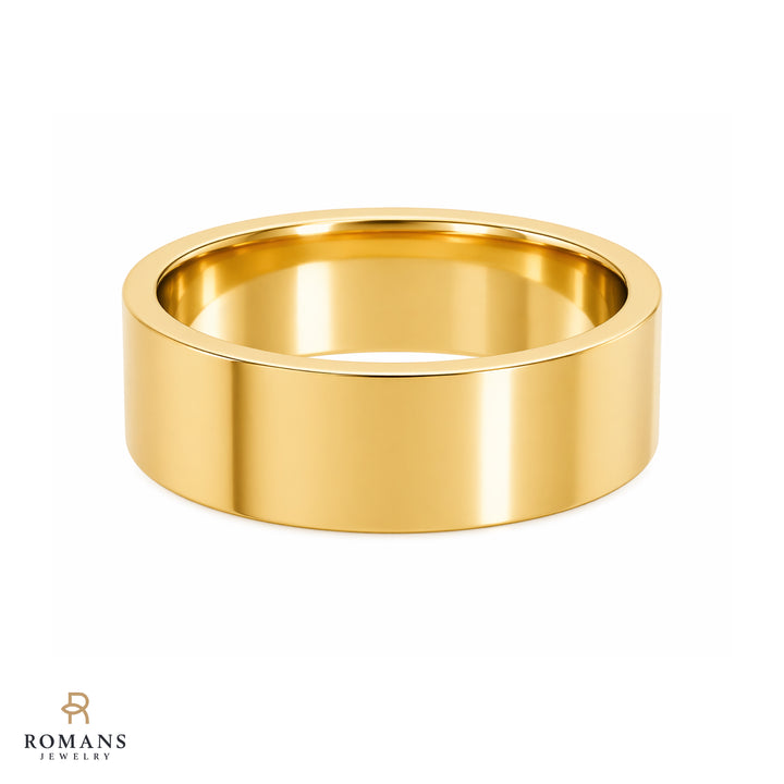 Comfort Fit Flat Band 14K Yellow Gold 6MM
