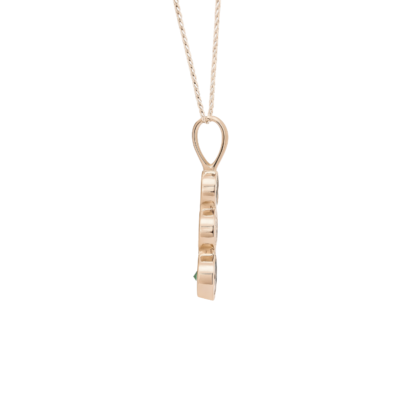 Emerald Diamond Pendant 14K Yellow Gold