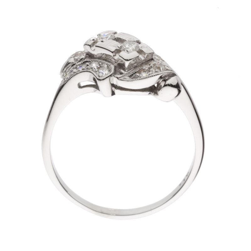 Vintage Diamond Ring 1940's 14K White Gold .40CTW