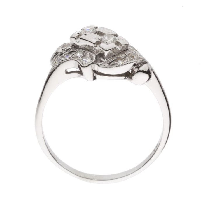 Vintage Diamond Ring 1940's 14K White Gold .40CTW