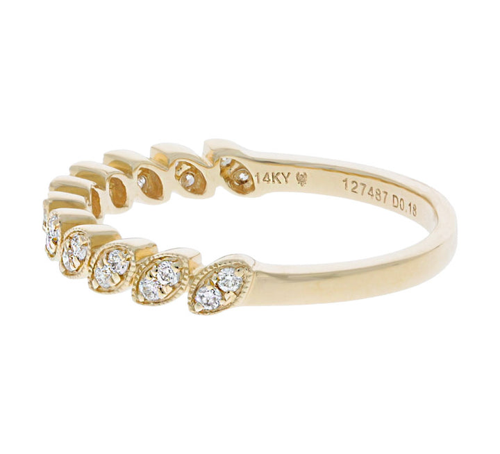 Milgrain Diamond Nature Inspired Band 14K Yellow Gold