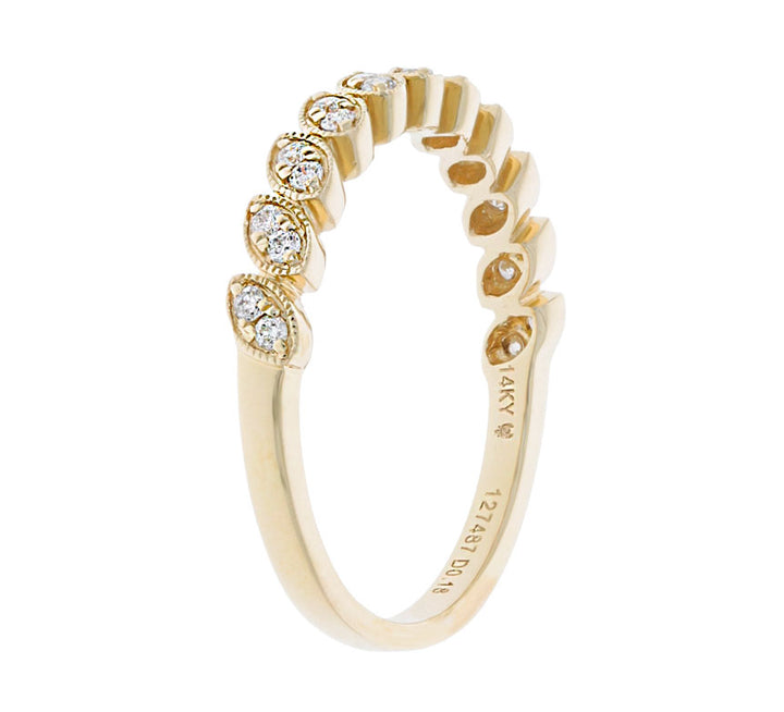 Milgrain Diamond Nature Inspired Band 14K Yellow Gold