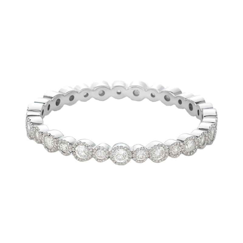 Alternating Bezel Diamond Eternity Band 14K White Gold .16CTW