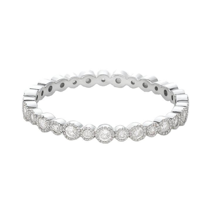 Alternating Bezel Diamond Eternity Band 14K White Gold .16CTW