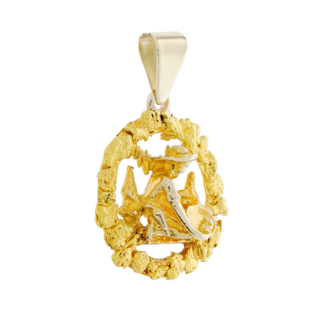 Gold Miner Nugget Pendant 10K-24K Yellow Gold