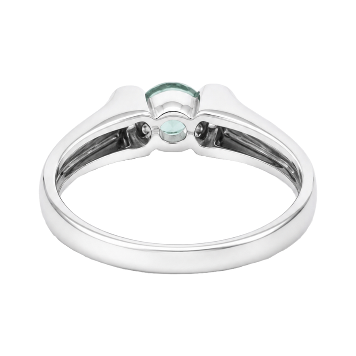 Lab Grown Round Alexandrite Diamond Semi Bezel Ring 14K White Gold