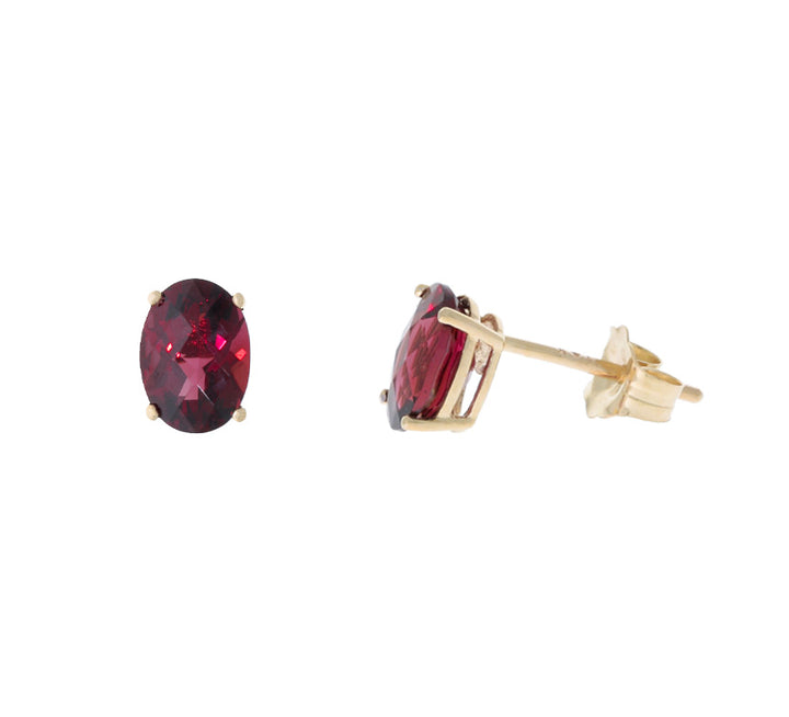 Mozambique Garnet Stud Earrings 14K Yellow Gold 1CTW