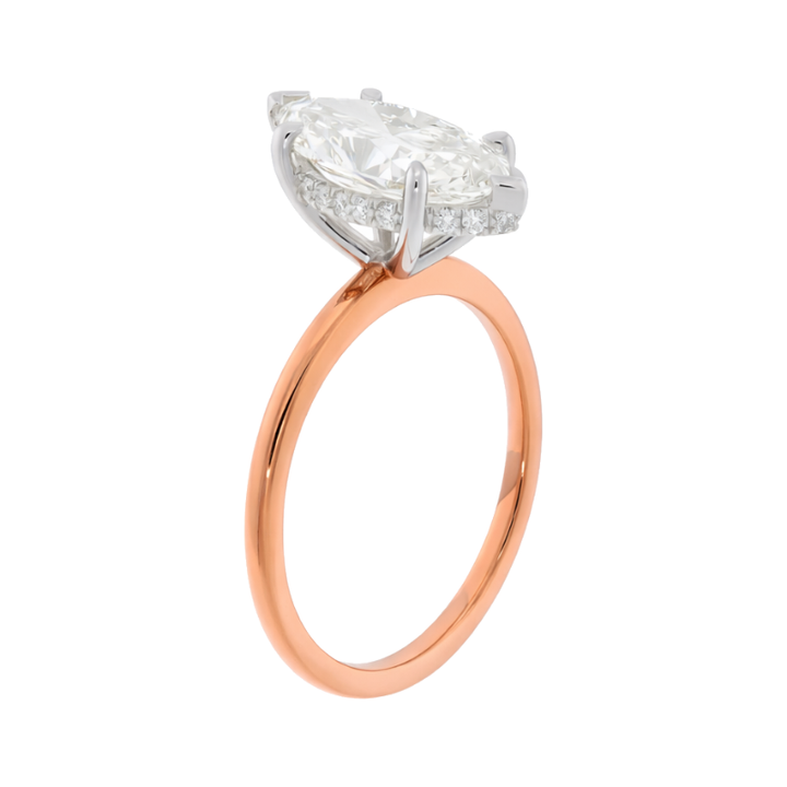 Covenant Hidden Halo Oval Engagement Ring 14K Two Tone