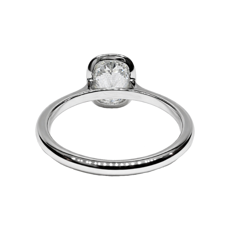 Lumière Solitaire Bezel 2CT Cushion Lab Diamond 14K White Gold