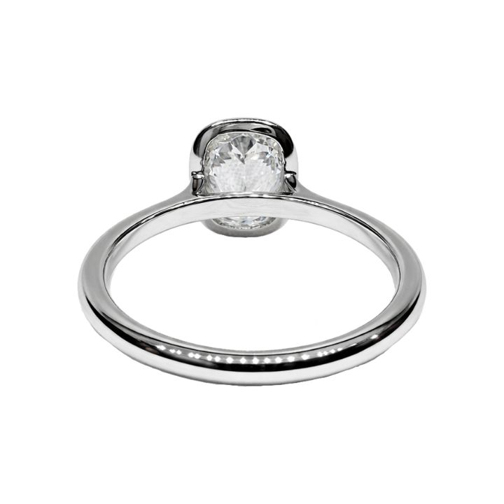 Lumière Solitaire Bezel 2CT Cushion Lab Diamond 14K White Gold