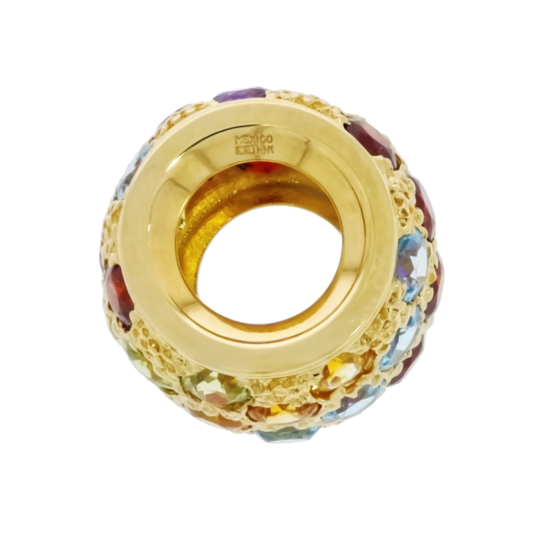 Multi Color Bead Charm 14K Yellow Gold