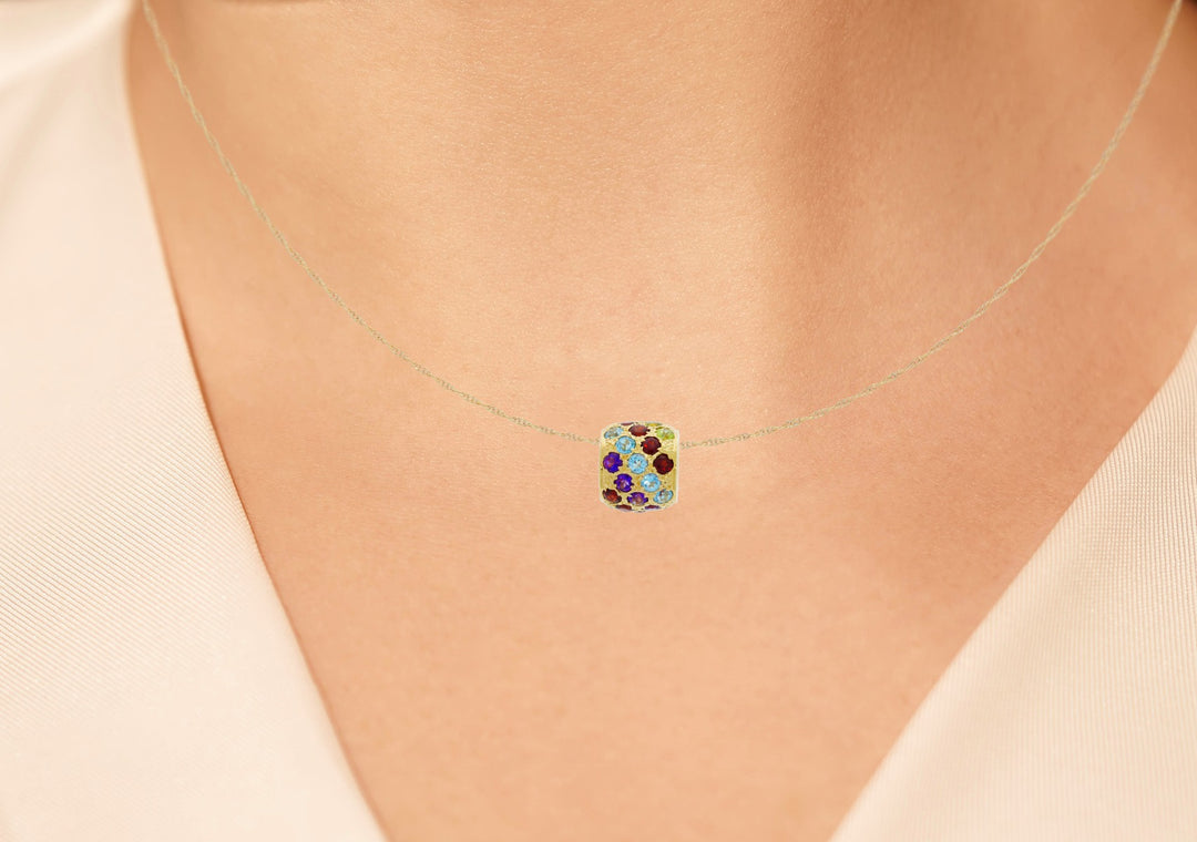 Multi Color Bead Charm 14K Yellow Gold