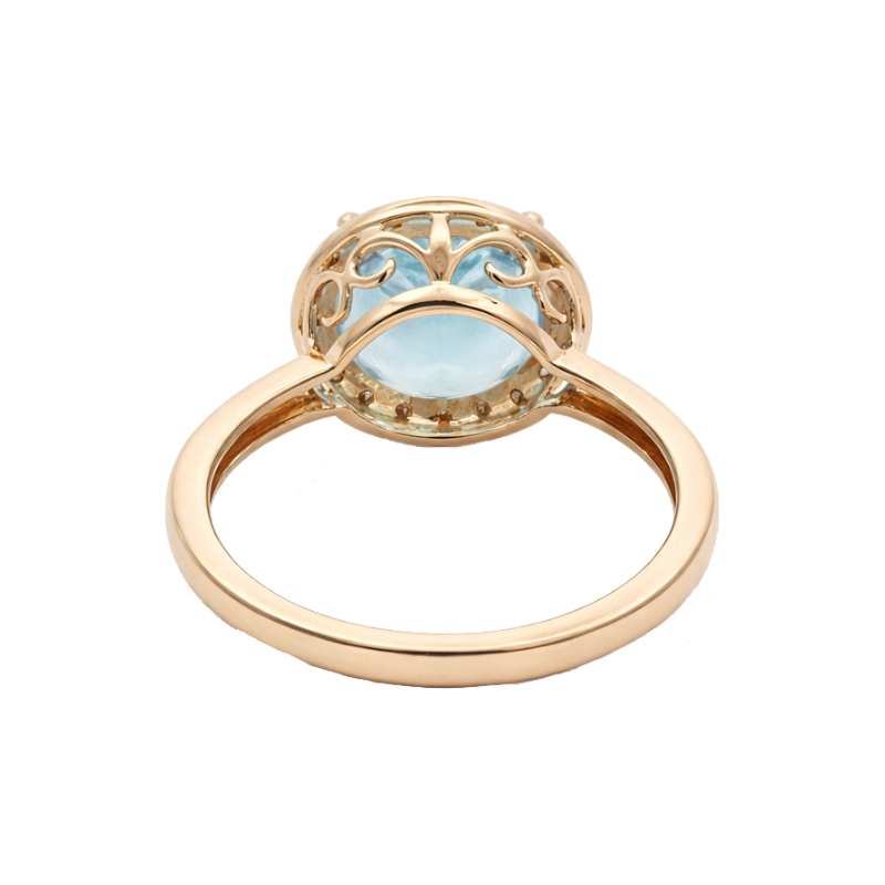 Aquamarine Diamond Halo Ring 14K Two Tone 3.36CT