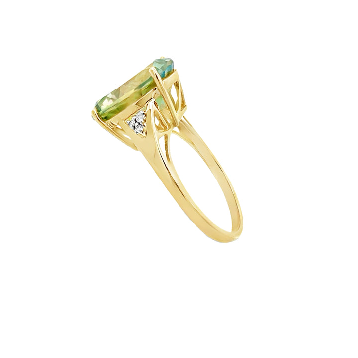 Mystic Topaz Ring with Diamond Trios 14K Yellow Gold