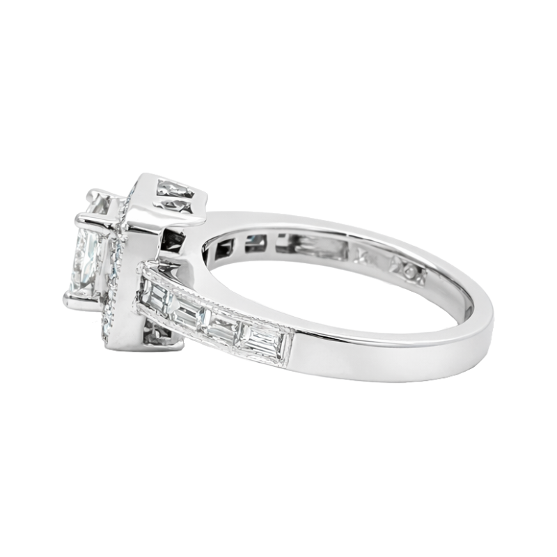 Princess Cut 1CT Natural Diamond 14K White Gold Engagement Ring