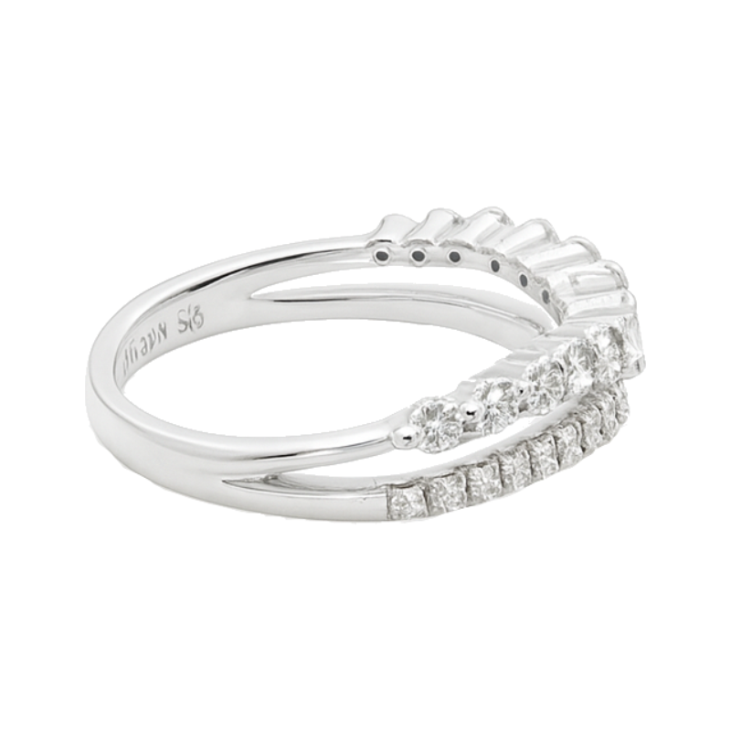 Double Chevron Diamond Band 14K White Gold .54CTW