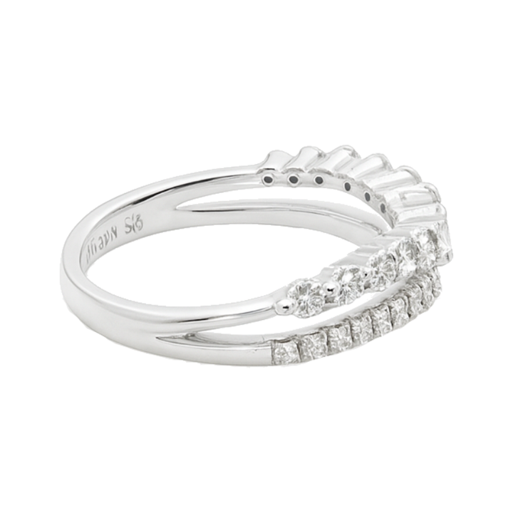 Double Chevron Diamond Band 14K White Gold .54CTW