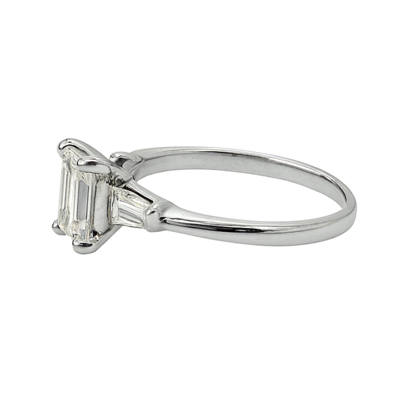 Emerald Cut Diamond Engagement Ring Platinum 1.13CT