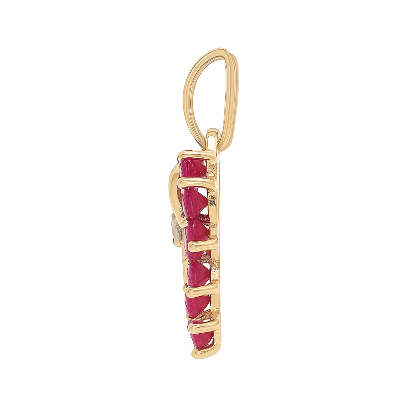 Open Heart Ruby & Diamond Pendant 10K Yellow Gold .38CTW