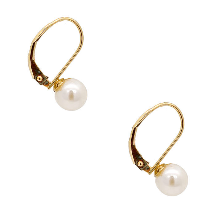 Pearl Dangle Earring 14K Yellow Gold 6MM
