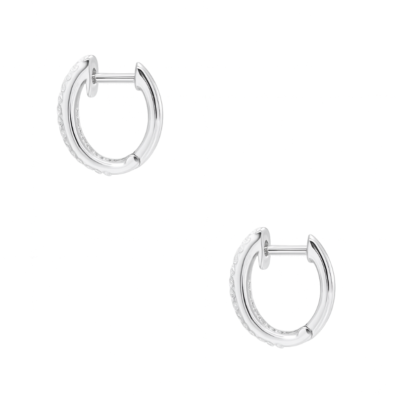 Minimal Diamond Huggie Earrings in 14K White Gold .10CTW