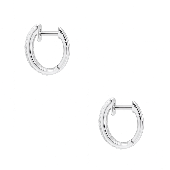 Minimal Diamond Huggie Earrings in 14K White Gold .10CTW
