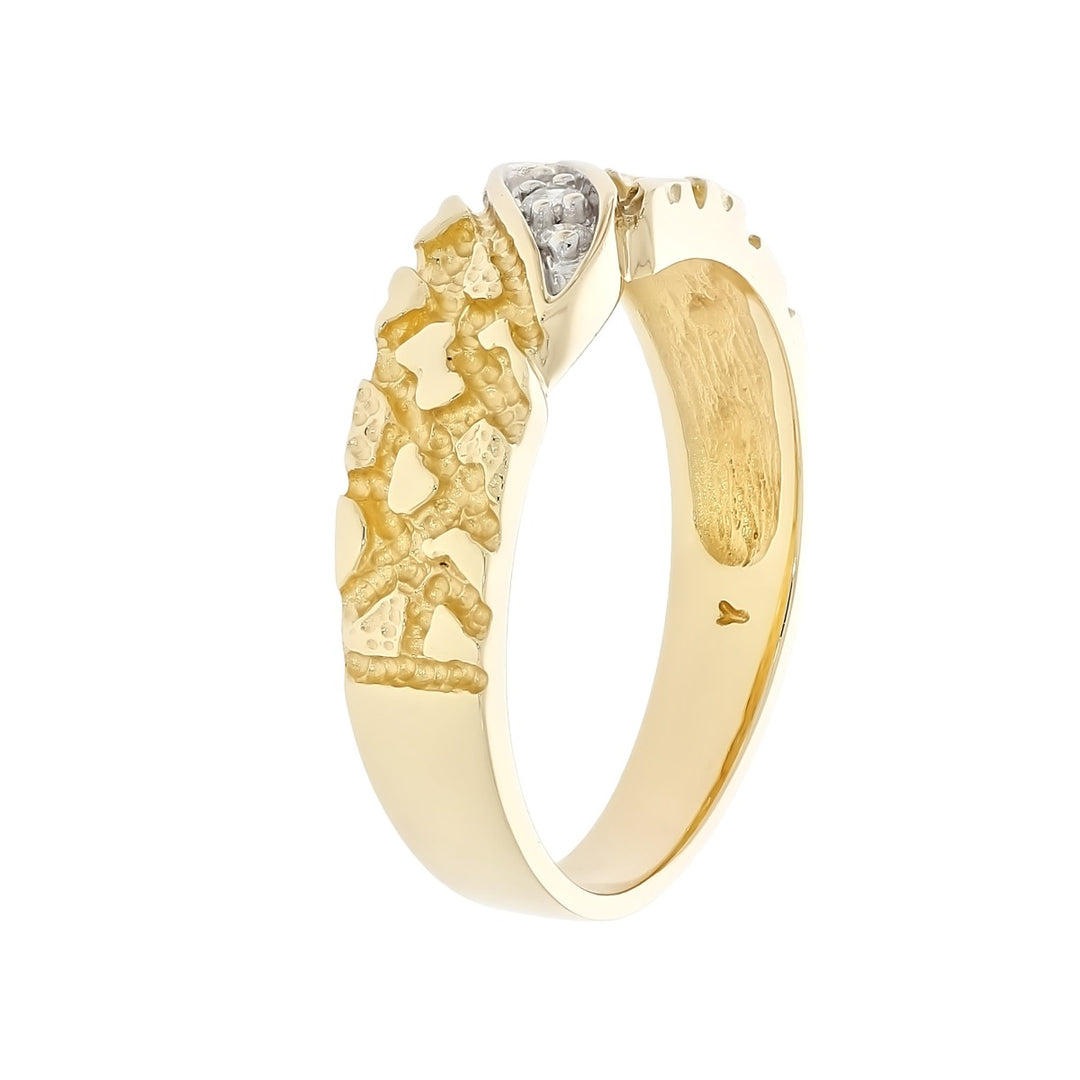 Nugget Style Diamond Ring 10K Two Tone