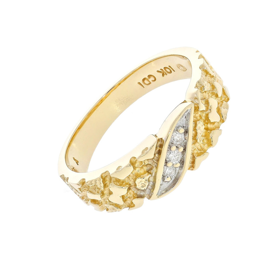 Nugget Style Diamond Ring 10K Two Tone