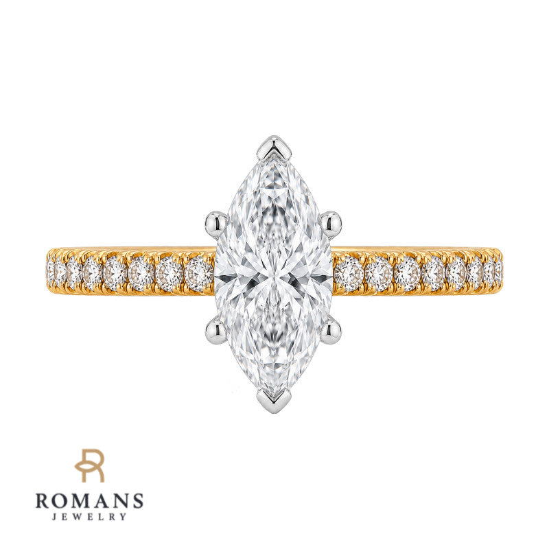 Pave Diamond Engagement Ring Setting 14K Yellow Gold .20CTW