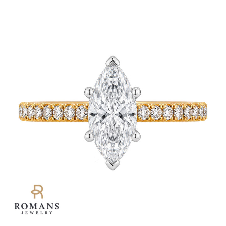 Pave Diamond Engagement Ring Setting 14K Yellow Gold .20CTW