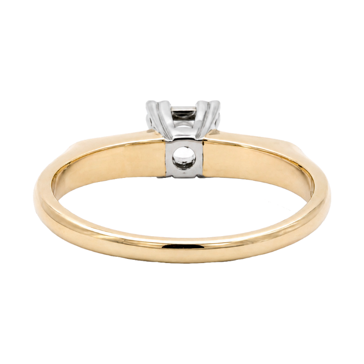 Vintage Round Natural Diamond Engagement Ring 14K Two Tone 1950s