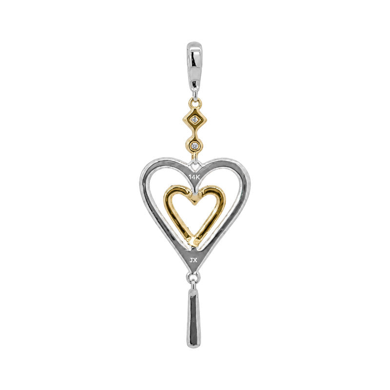 Diamond Double Heart Drop Pendant .31CTW 14K Two Tone