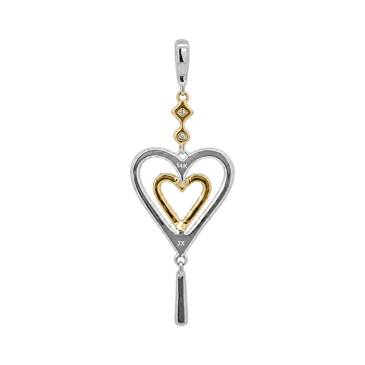 Diamond Double Heart Drop Pendant .31CTW 14K Two Tone