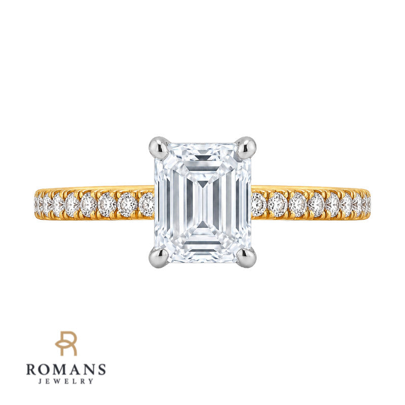 Pave Diamond Engagement Ring Setting 14K Yellow Gold .20CTW