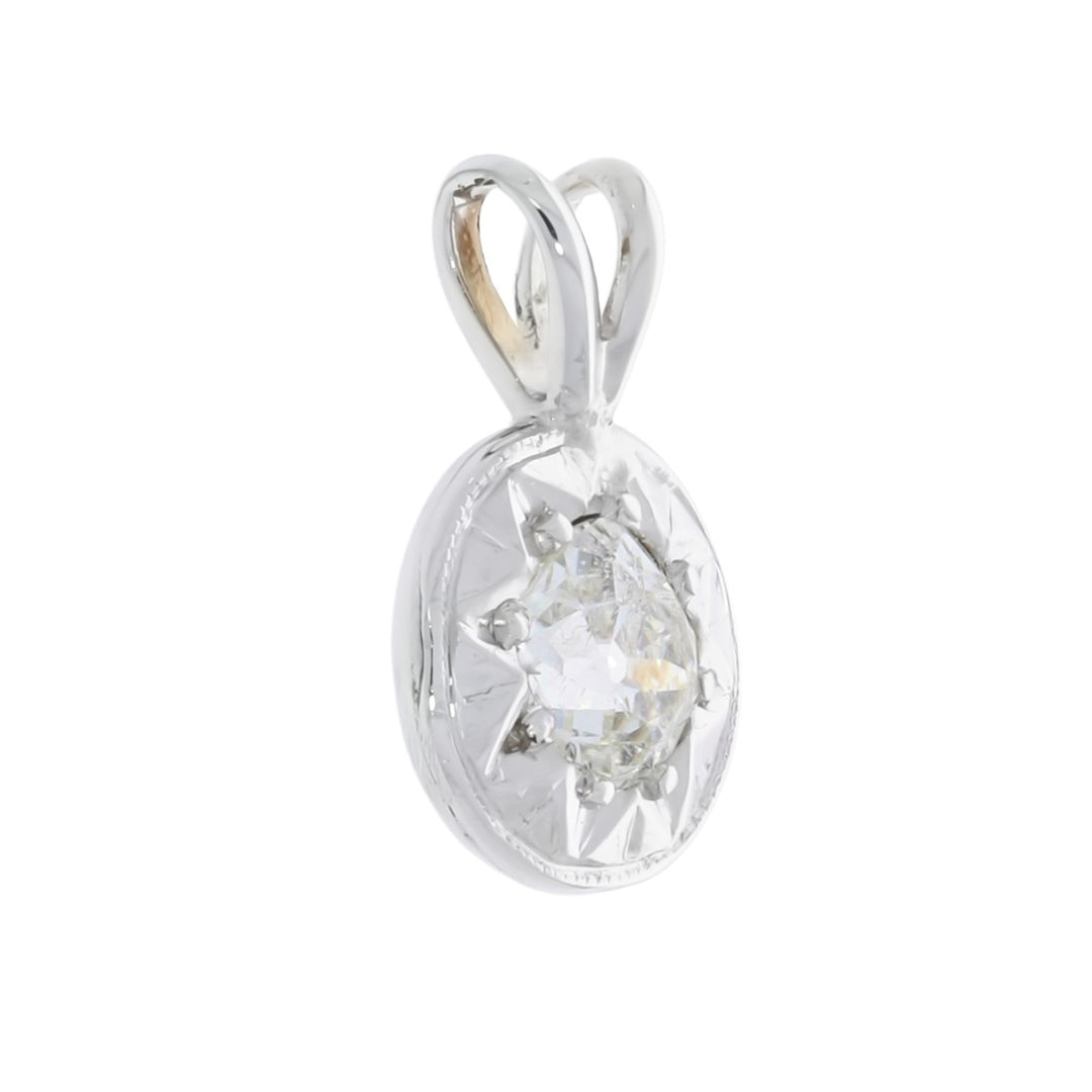 Old Mine Cut Diamond Pendant 14K White Gold .29CT