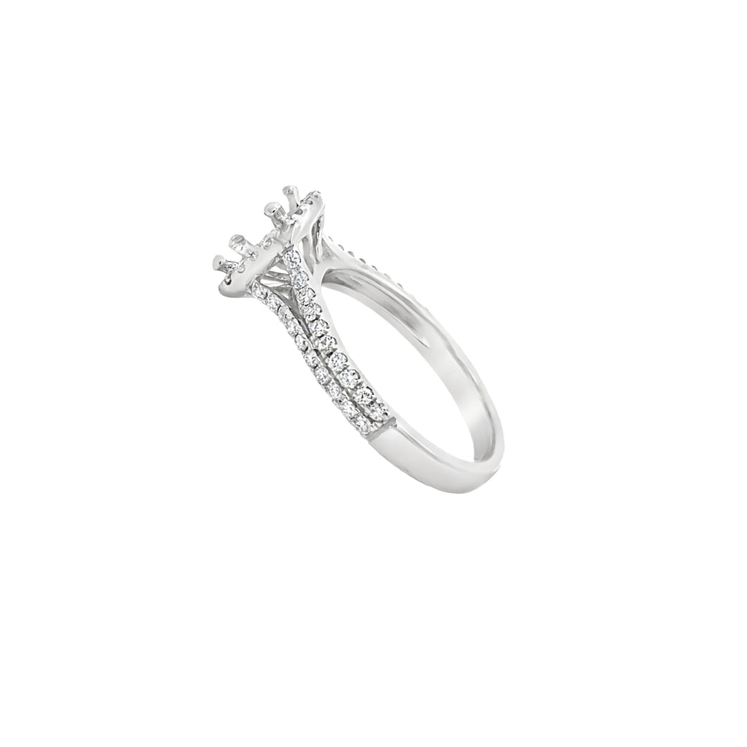 Diamond Halo Setting 18K White Gold .48 CTW