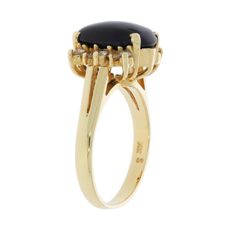 Onyx Diamond Ring 14K Yellow Gold