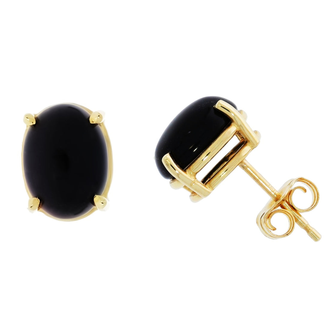 Onyx Stud Earrings 14K Yellow Gold
