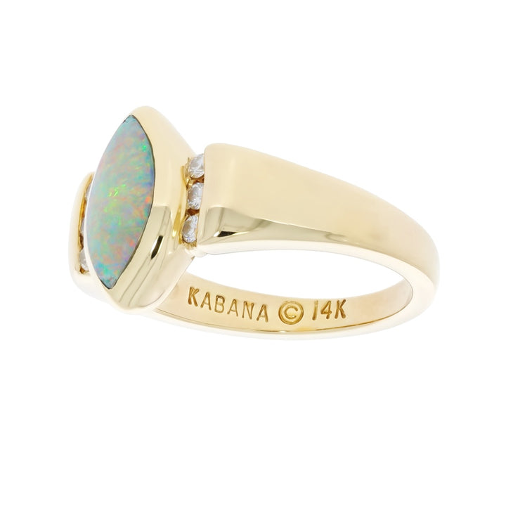 Opal Diamond Ring 14K Yellow Gold .98 CT