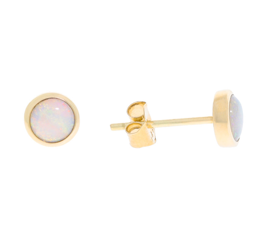 Opal Stud Earrings 14K Yellow Gold