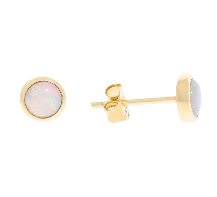 Opal Stud Earrings 14K Yellow Gold